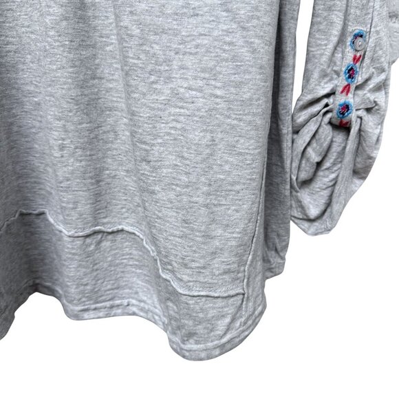 Style & Co. Gray Henley Tee XXL Womens Boho Top Embroidered Long Sleeve NWT - Picture 7 of 9